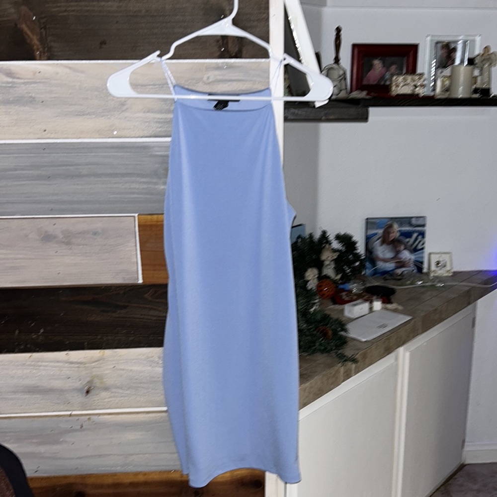 Forever 21 Halter Neck Sleeveless Blue Dress - large